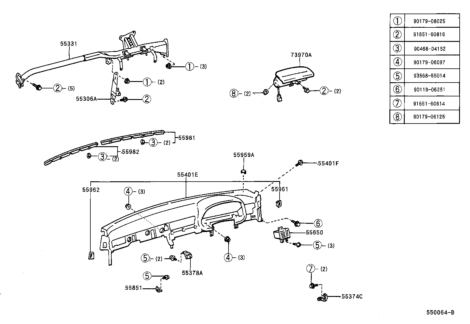 55374-24010 BRACKET, INSTRUMENT PANEL LOWER MOUNTING, NO.1 product image