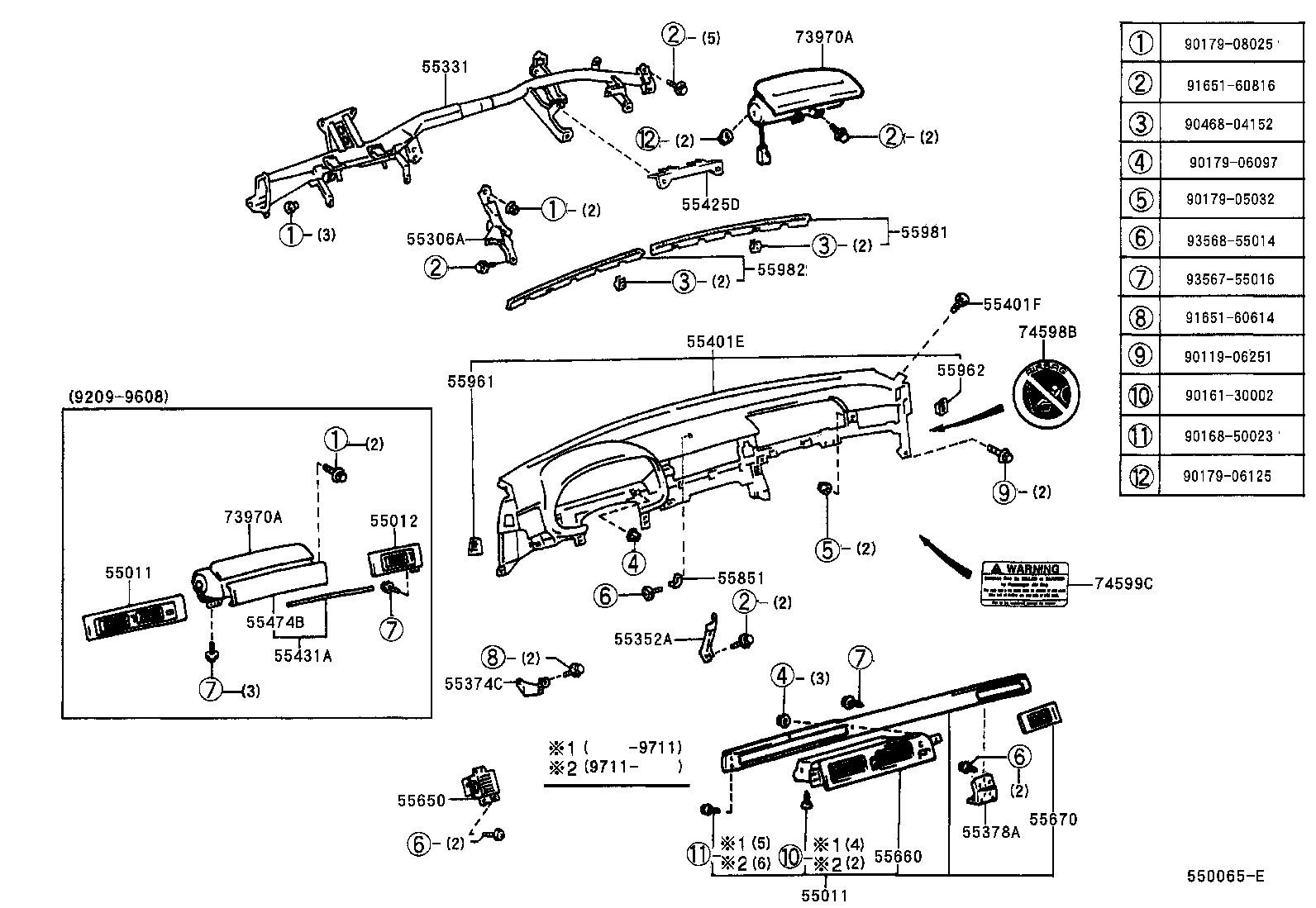 Toyota 55981-24050-05 GARNISH, DEFROSTER NOZZLE, NO.1
