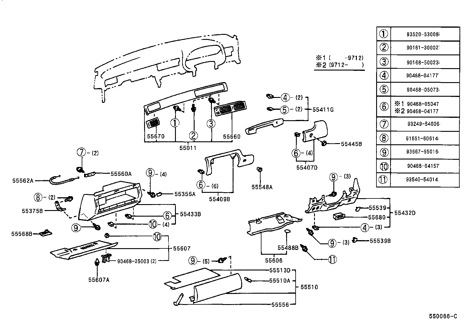 55374-24010 BRACKET, INSTRUMENT PANEL LOWER MOUNTING, NO.1 product image
