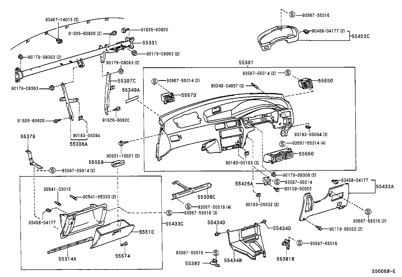 55306-16110 BRACE SUB-ASSY, INSTRUMENT PANEL, NO.1 product image