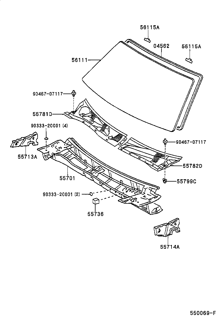 55782-33210 LOUVER, COWL TOP VENTILATOR, LH product image
