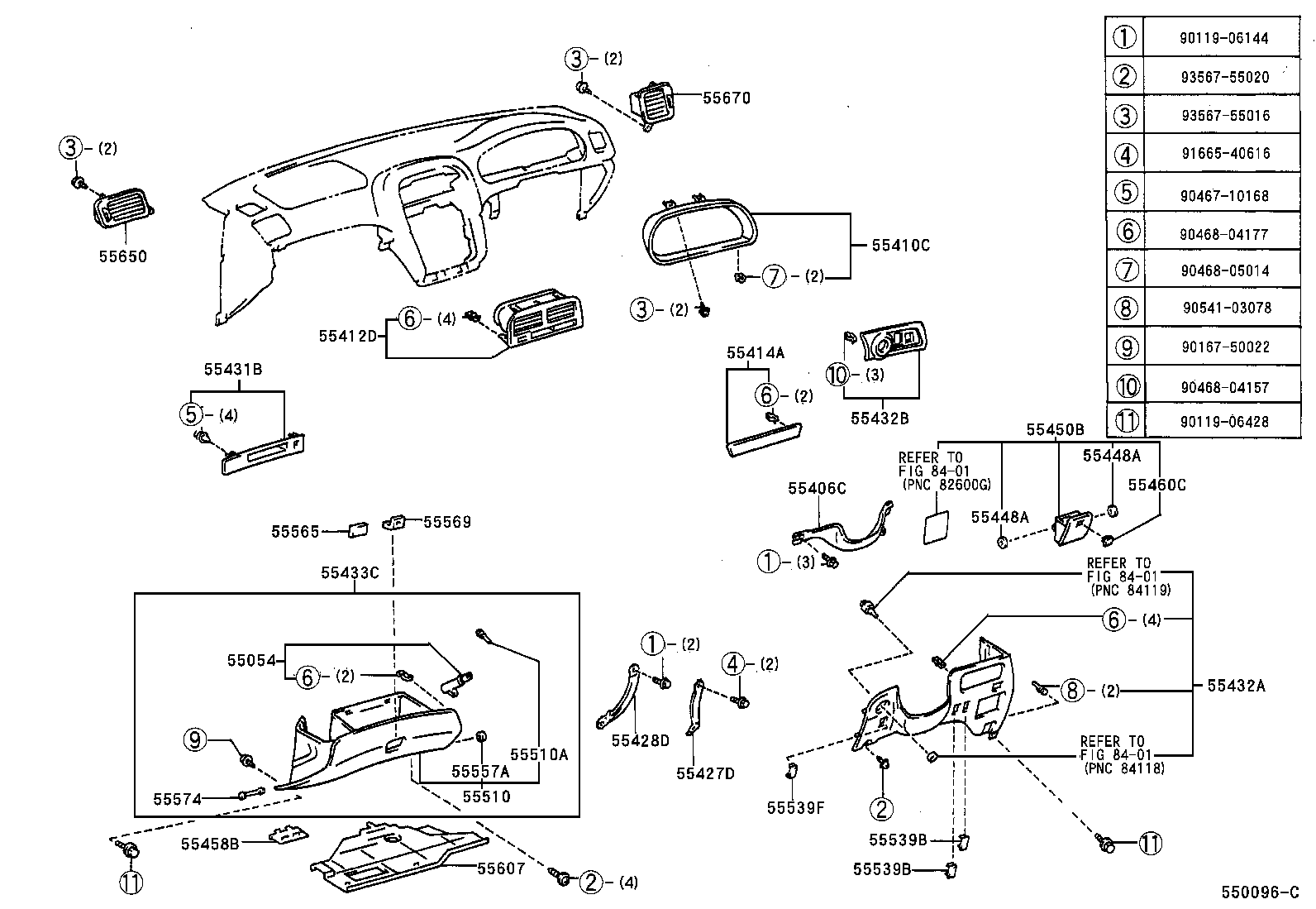 55307-33100 BRACE SUB-ASSY, INSTRUMENT PANEL, NO.2 product image