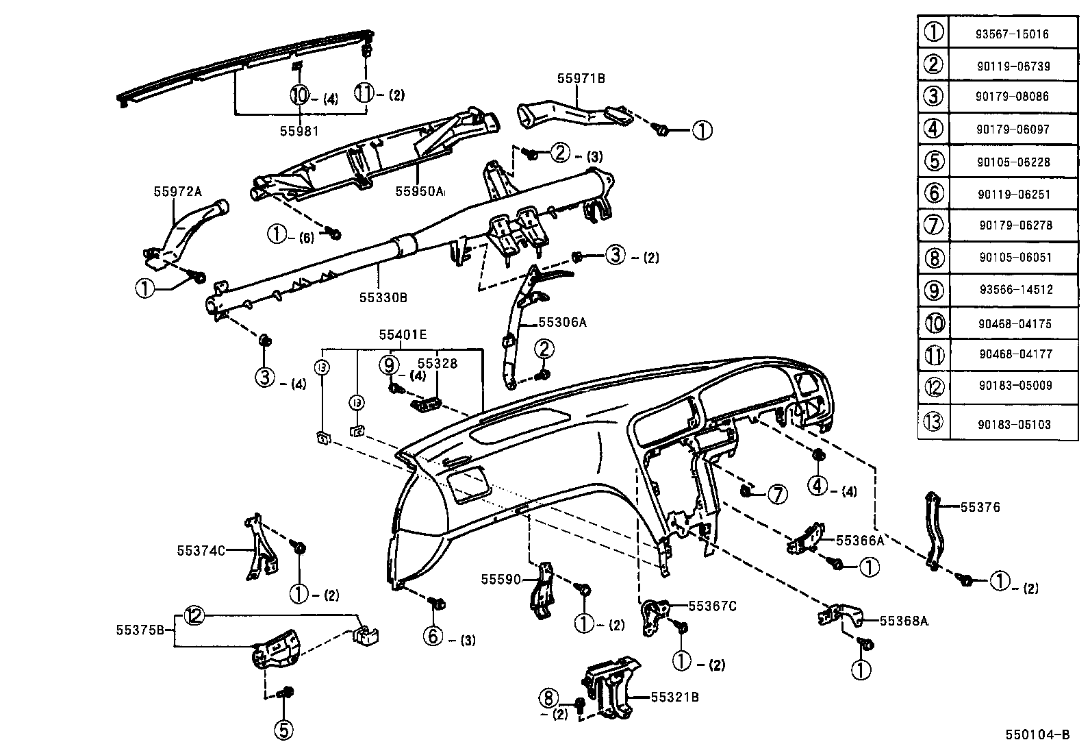 55405-22290 PANEL SUB-ASSY, INSTRUMENT CLUSTER FINISH, CENTER product image