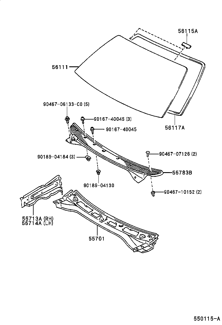 55708-0A020 LOUVER, COWL TOP VENTILATOR, CENTER NO.1 product image