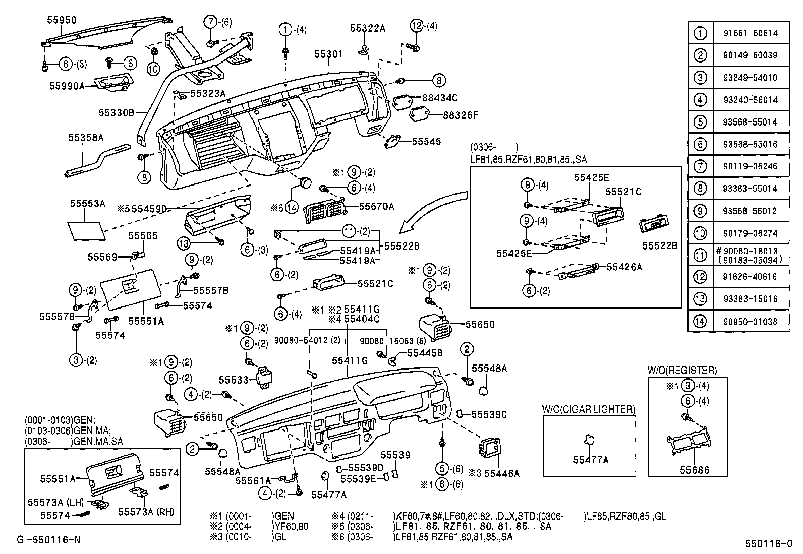 55322-0B020 BRACKET, INSTRUMENT PANEL, NO.2 product image