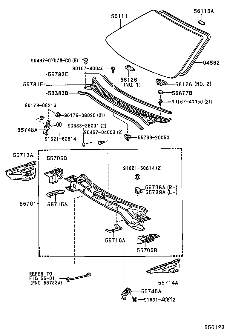 55746-20110 REINFORCEMENT, COWL TOP, INNER LOWER product image