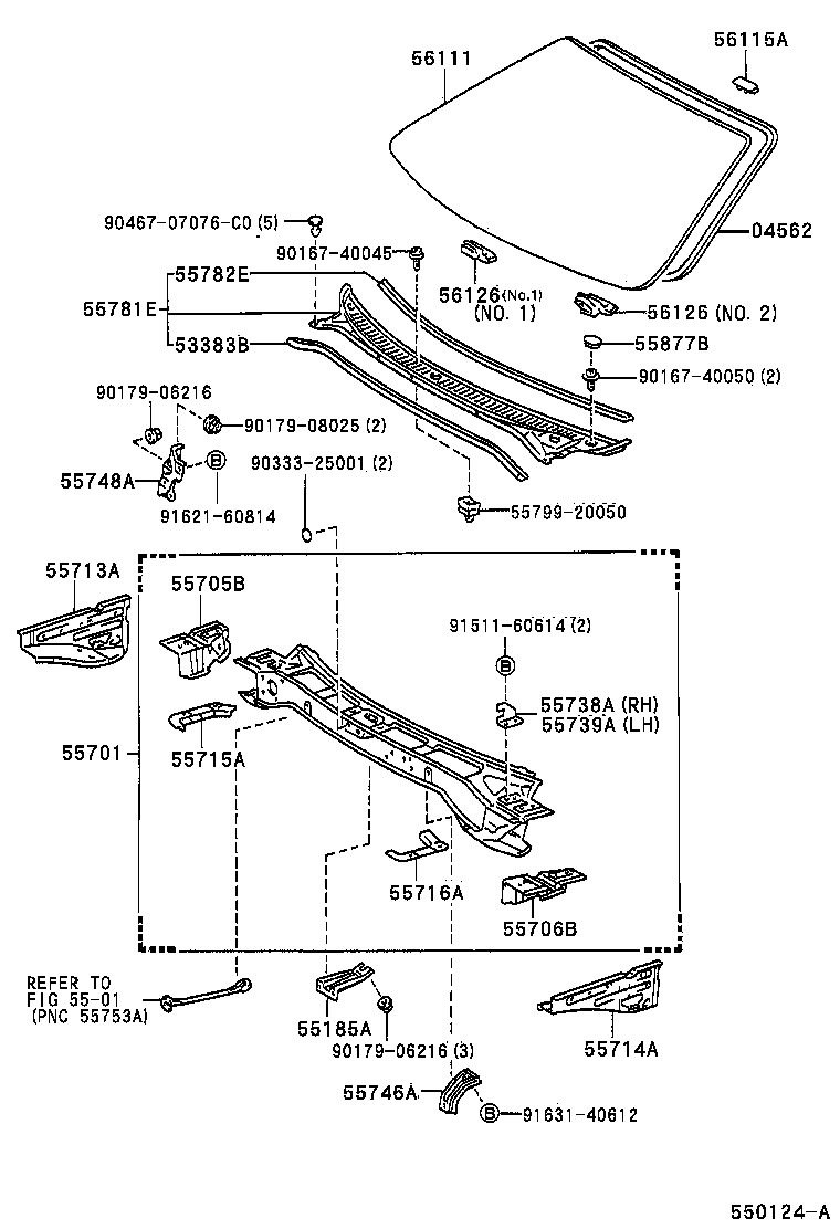 55708-20190 LOUVER SUB-ASSY, COWL TOP VENTILATOR product image
