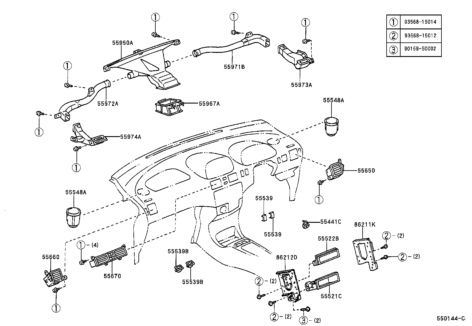 55974-13010 DUCT, SIDE DEFROSTER NOZZLE, NO.4 product image