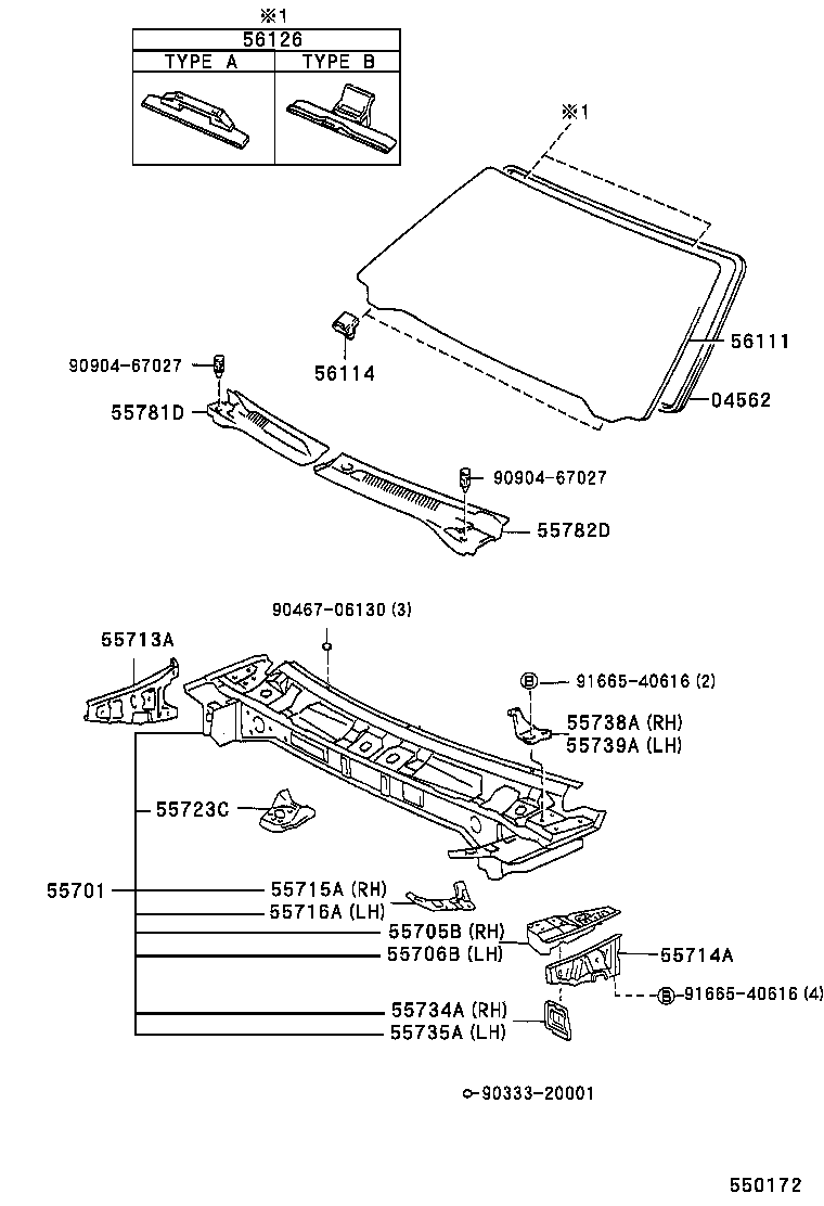 55781-41020 LOUVER, COWL TOP VENTILATOR, RH product image