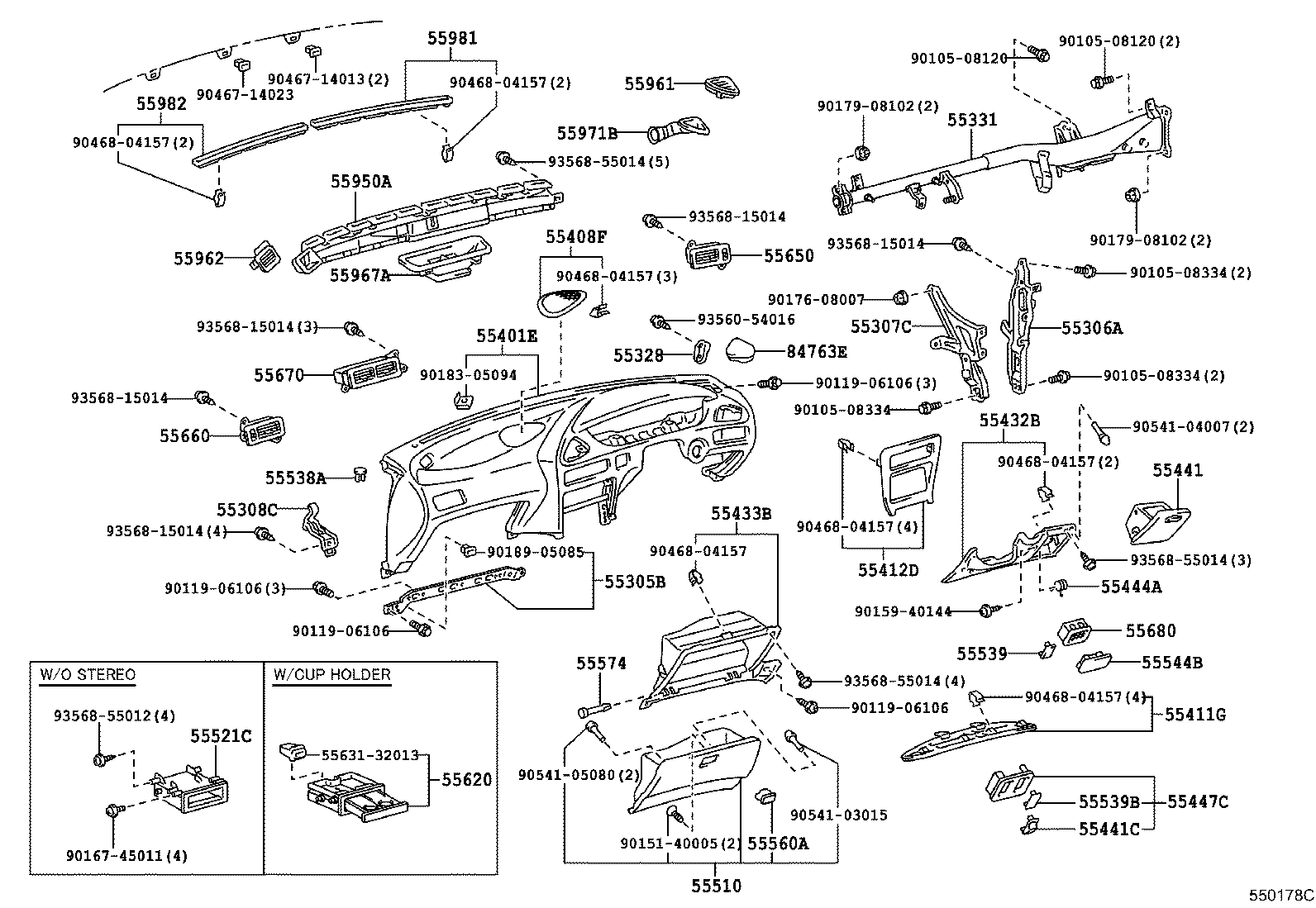 55950-12210 NOZZLE ASSY, DEFROSTER product image