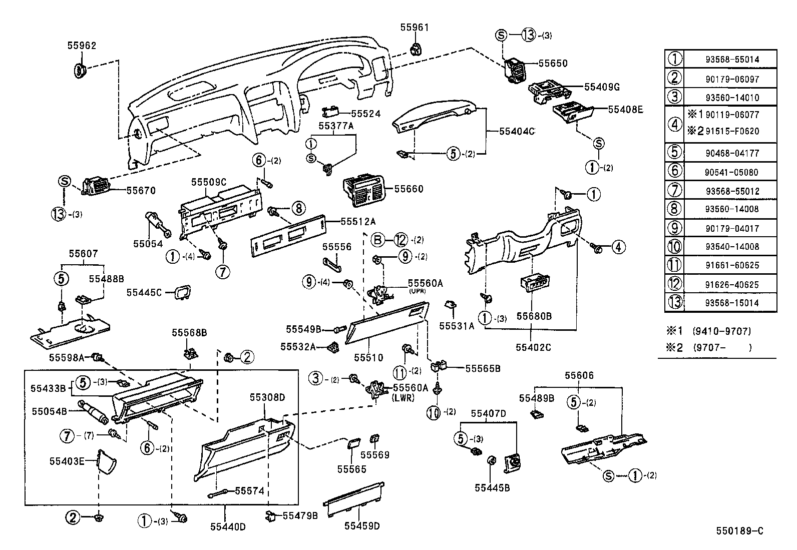 55306-50050 BRACE SUB-ASSY, INSTRUMENT PANEL, NO.1 product image