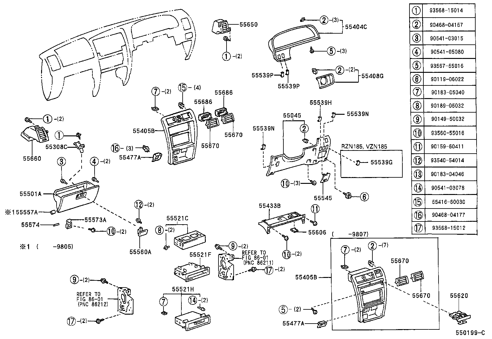 55412-35150 PANEL SUB-ASSY, INSTRUMENT CLUSTER FINISH, CENTER product image