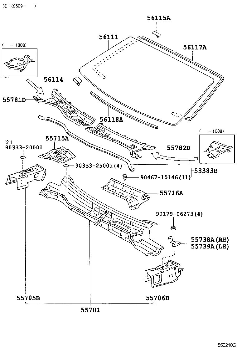 55705-40041 PANEL SUB-ASSY, COWL TOP SIDE, RH product image