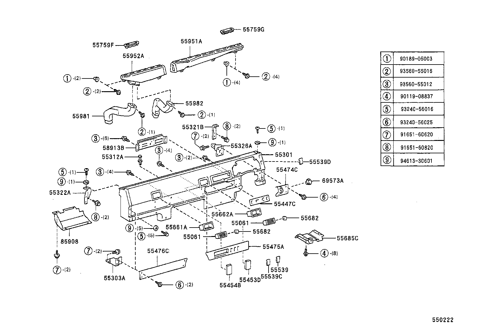 55031-65010 STAY, INSTRUMENT PANEL, NO.1 product image