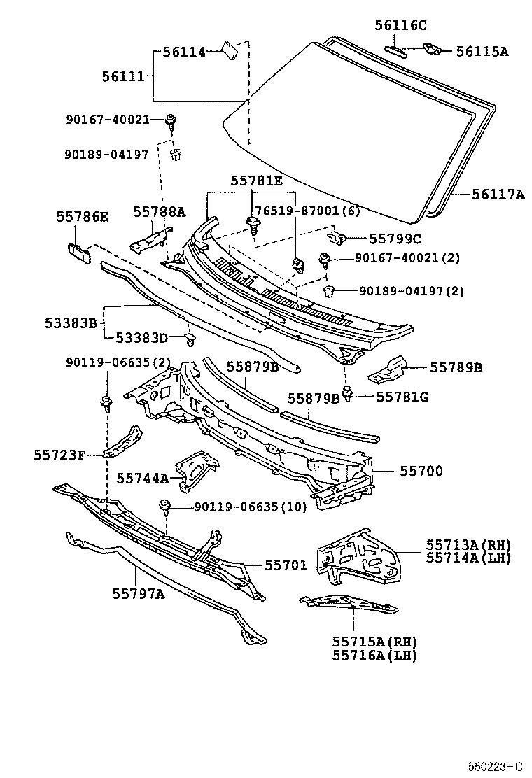 55708-13020 LOUVER SUB-ASSY, COWL TOP VENTILATOR product image