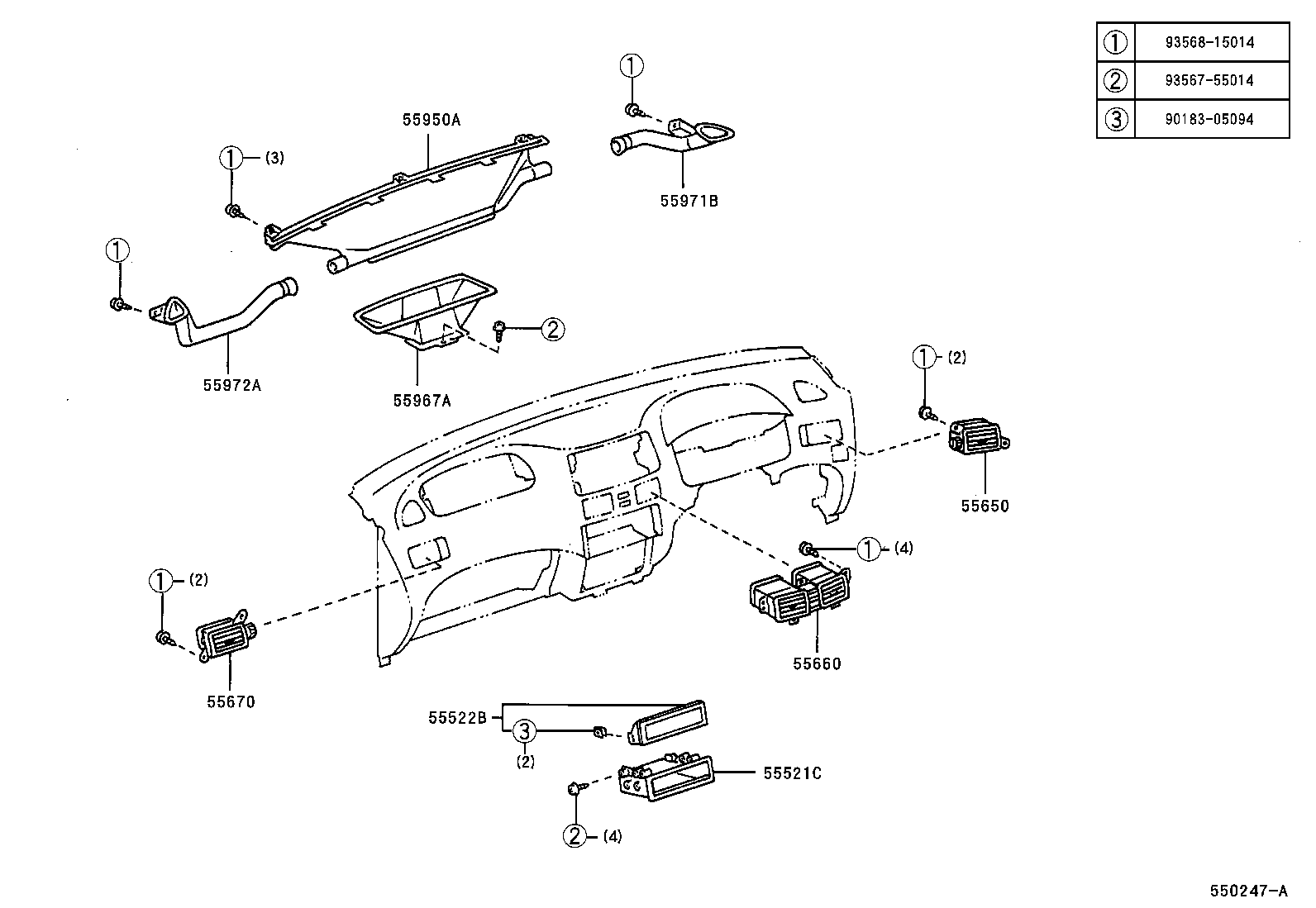55307-46010 BRACE SUB-ASSY, INSTRUMENT PANEL, NO.2 product image