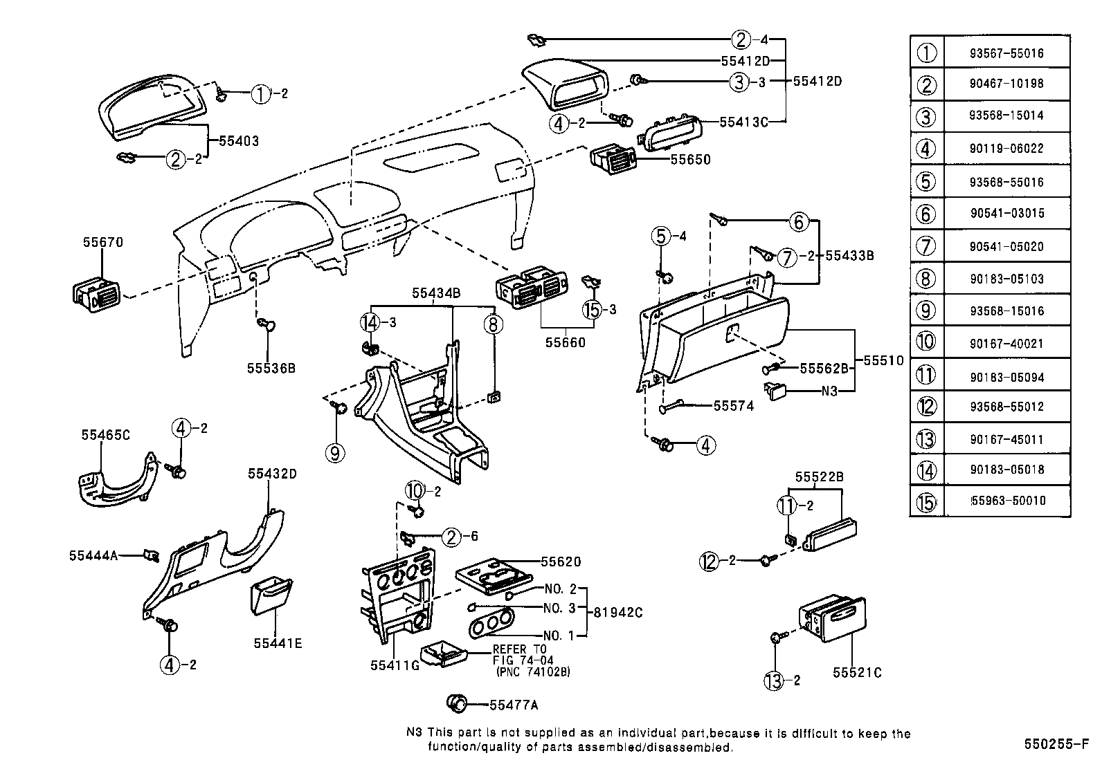 55413-12460-B0 PANEL, INSTRUMENT CLUSTER FINISH, CENTER NO.2 product image