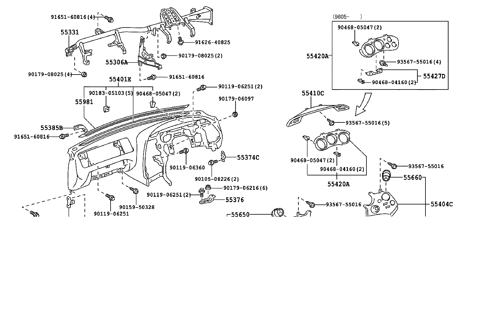 55330-14110 REINFORCEMENT, INSTRUMENT PANEL product image