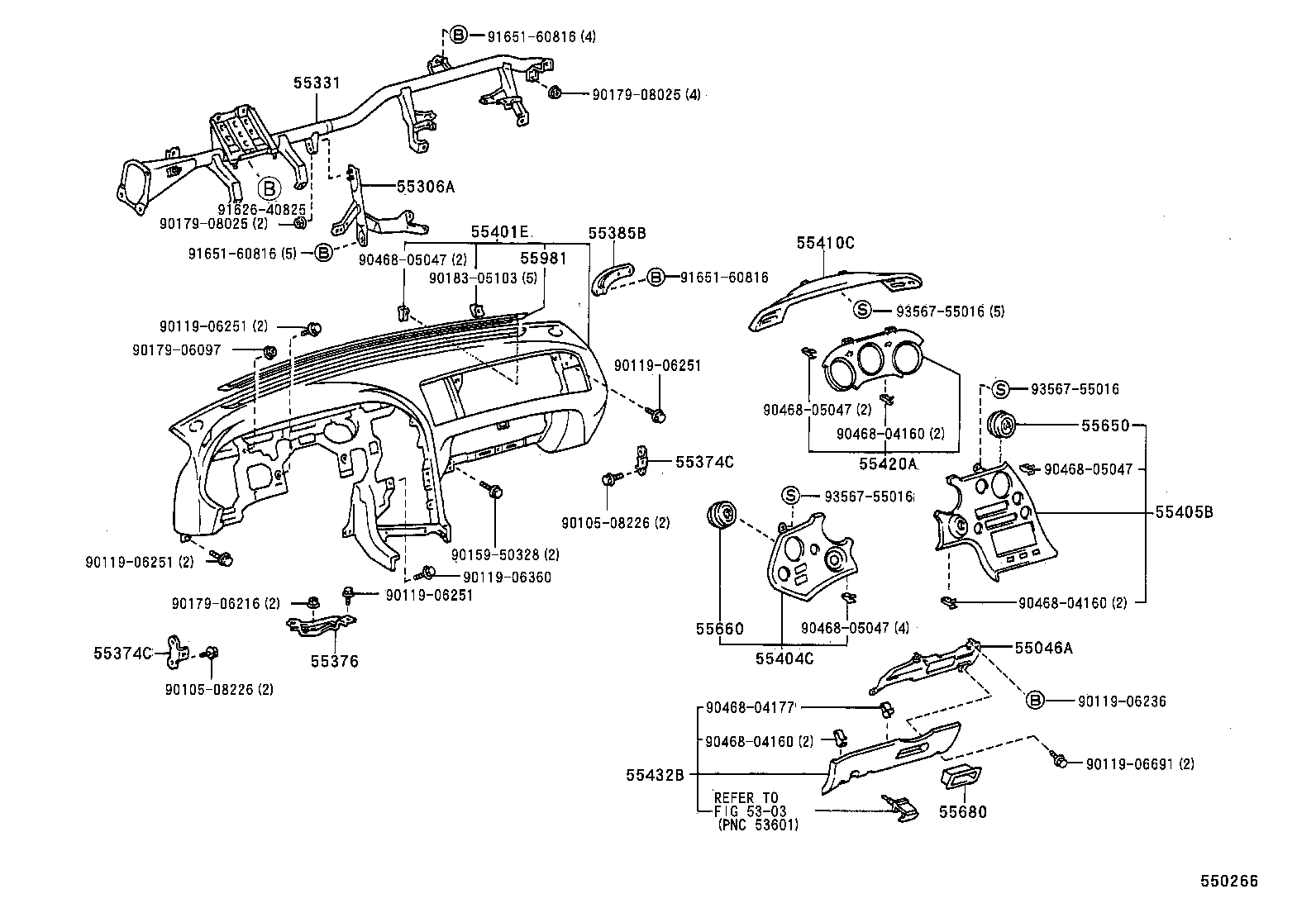 55046-14080 PANEL SUB-ASSY, INSTRUMENT PANEL FINISH, LOWER LH product image