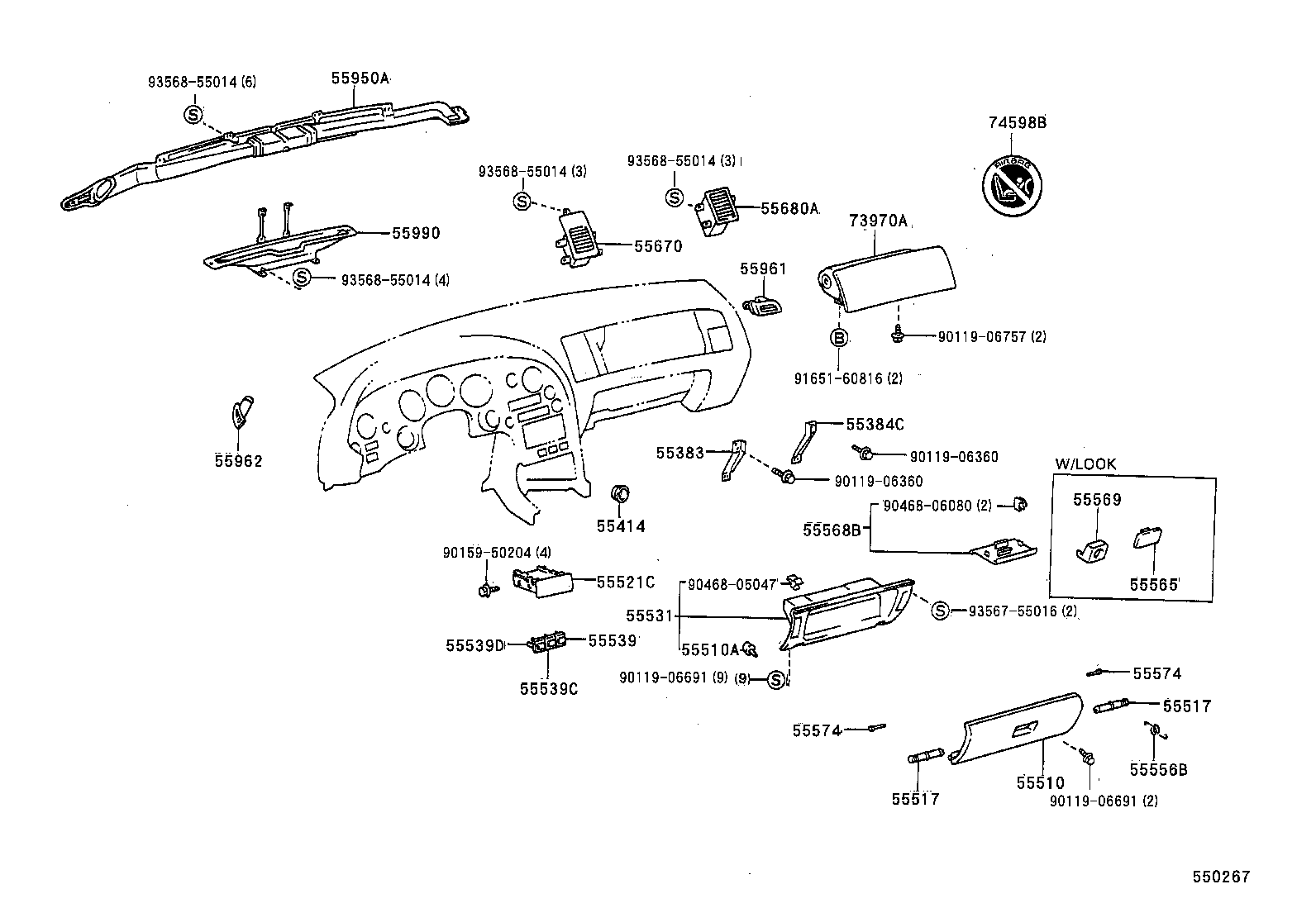 55046-14080 PANEL SUB-ASSY, INSTRUMENT PANEL FINISH, LOWER LH product image