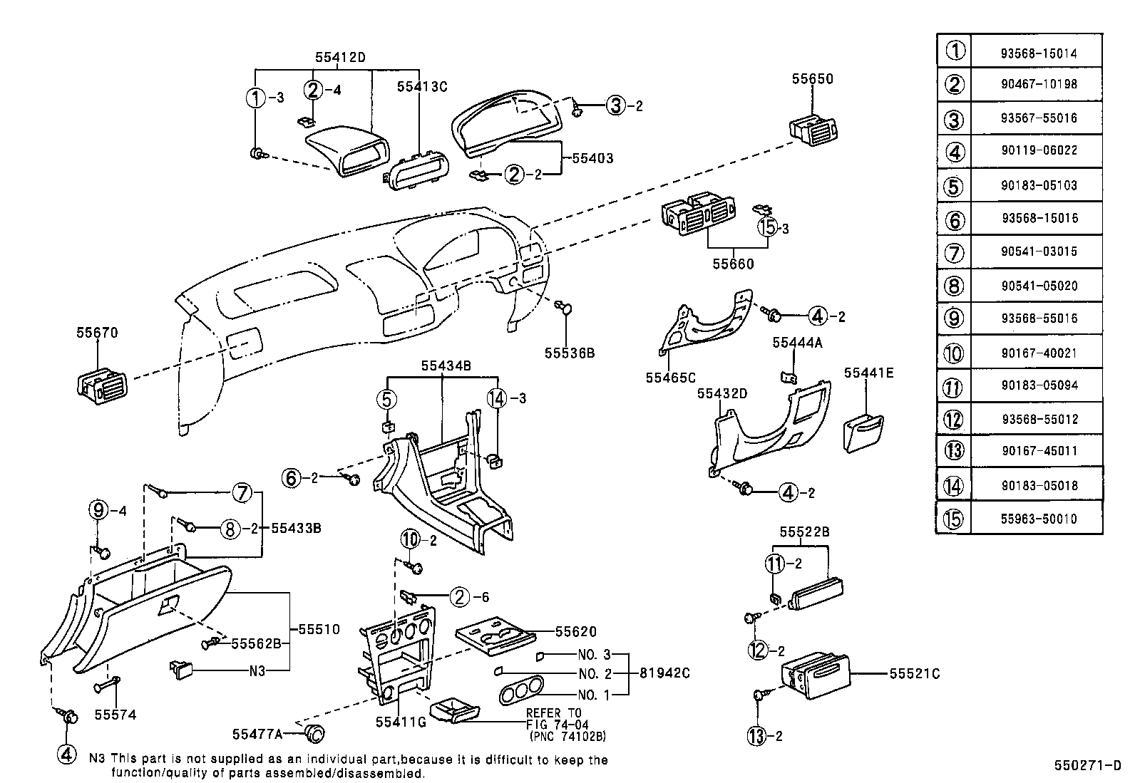 55307-12240 BRACE SUB-ASSY, INSTRUMENT PANEL, NO.2 product image