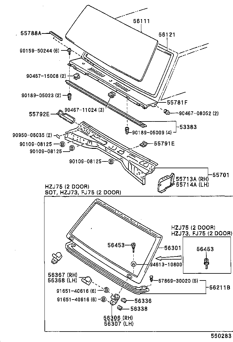 56301-60140 FRAME SUB-ASSY, WINDSHIELD product image