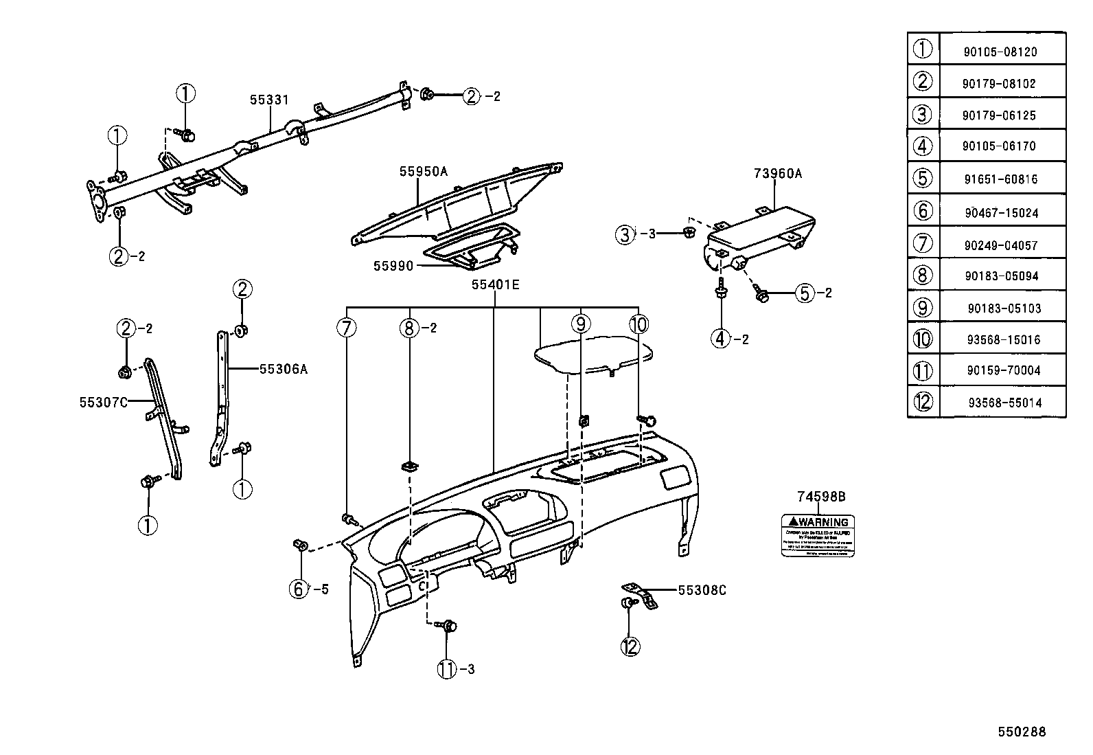 55306-02040 BRACE SUB-ASSY, INSTRUMENT PANEL, NO.1 product image