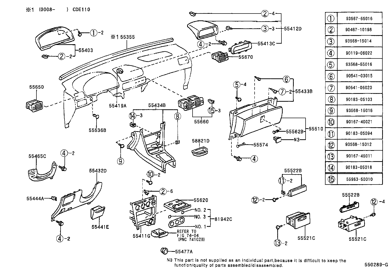 55306-12290 BRACE SUB-ASSY, INSTRUMENT PANEL, NO.1 product image