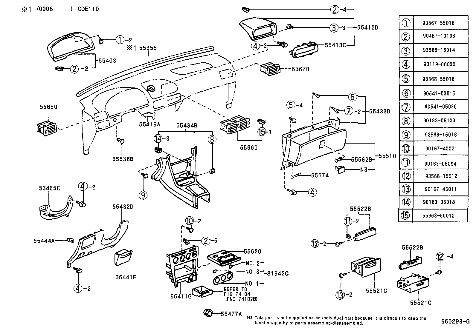 55306-02040 BRACE SUB-ASSY, INSTRUMENT PANEL, NO.1 product image