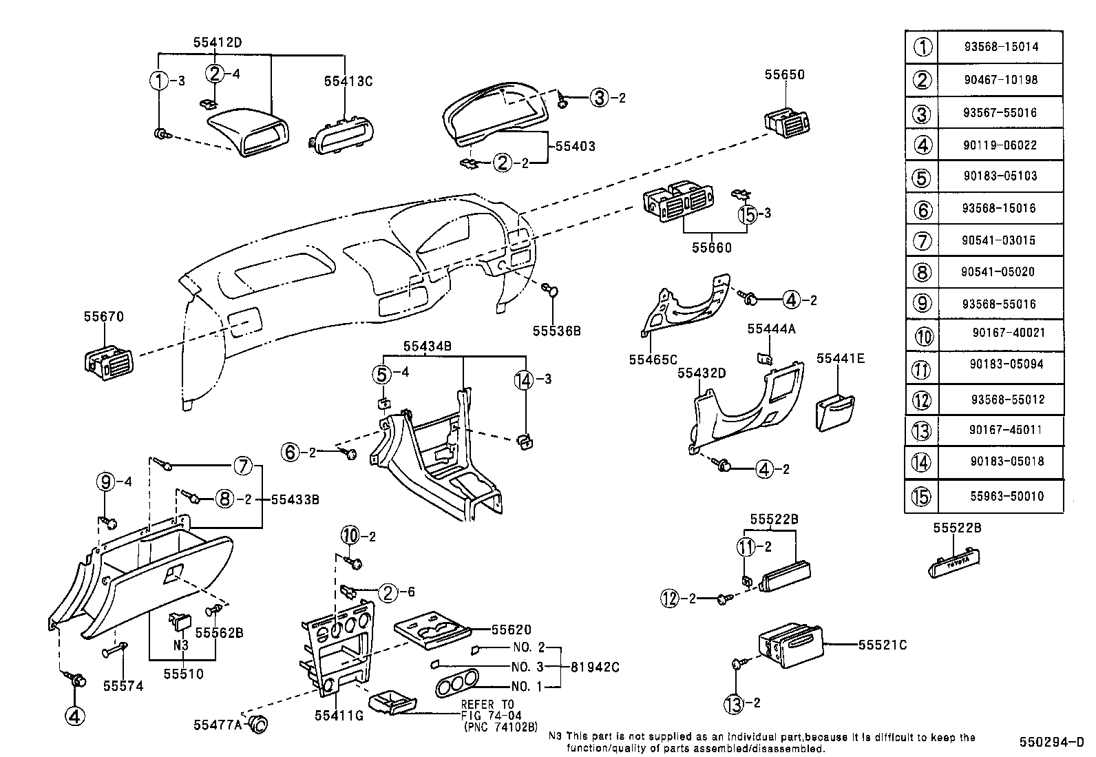 55413-12460-B0 PANEL, INSTRUMENT CLUSTER FINISH, CENTER NO.2 product image