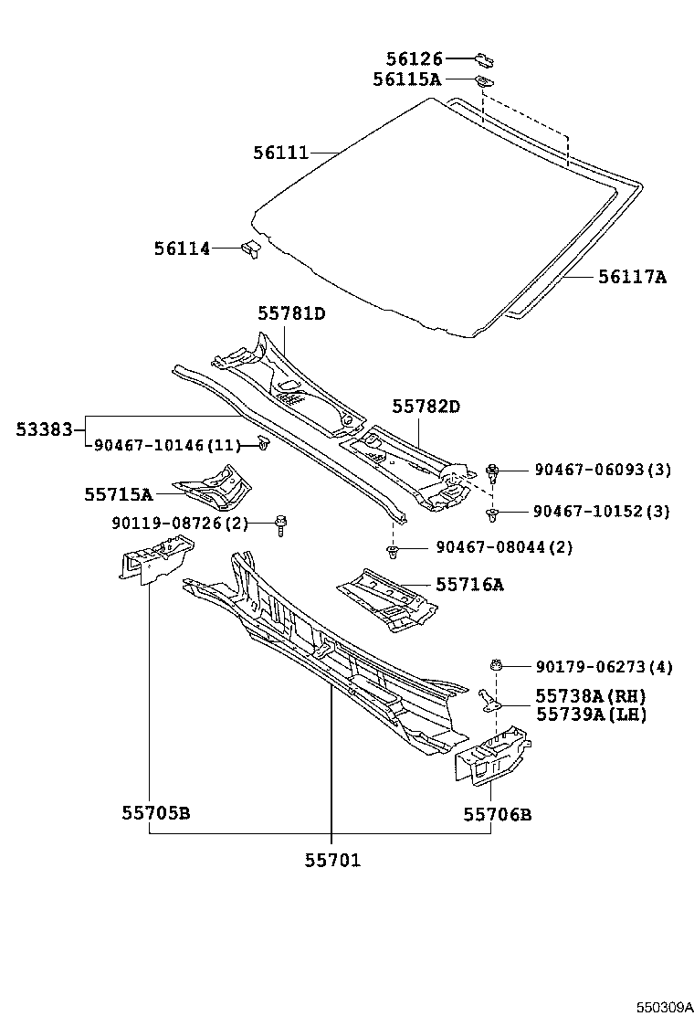 Toyota 55739-50020 STOPPER, HOOD, LH