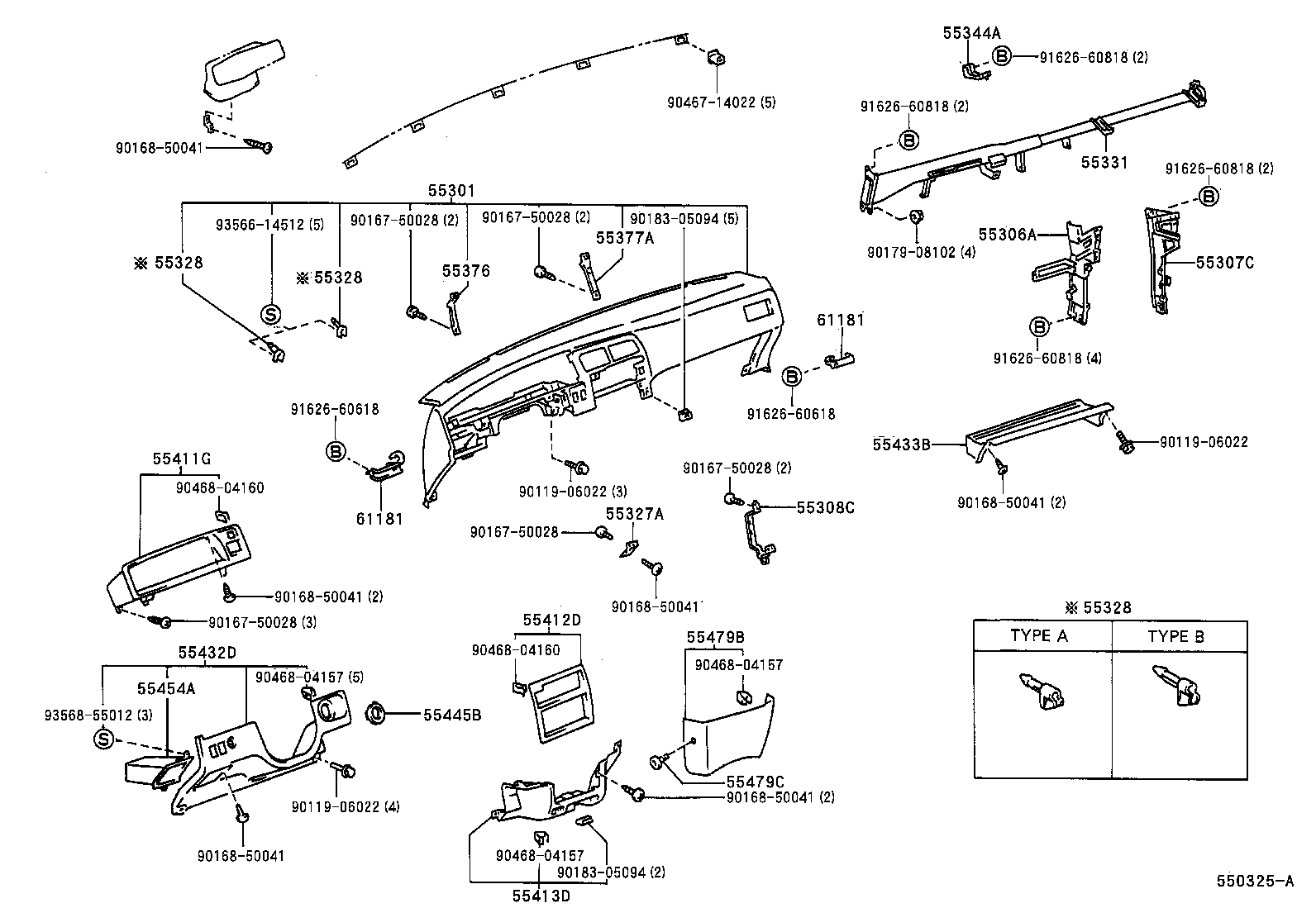 Toyota 55413-34010-E0 PANEL, INSTRUMENT CLUSTER FINISH, CENTER LOWER