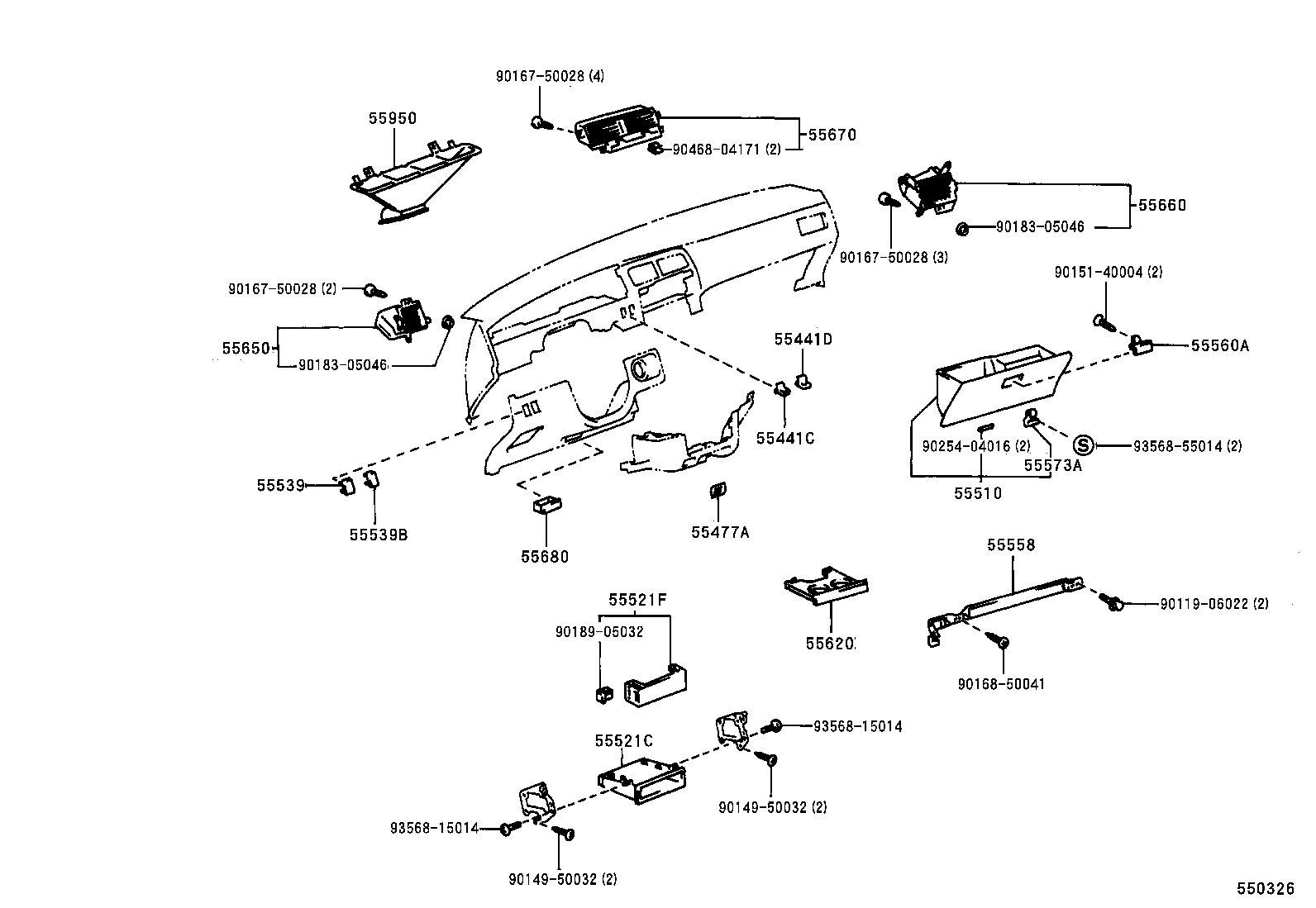 55306-34010 BRACE SUB-ASSY, INSTRUMENT PANEL, NO.1 product image