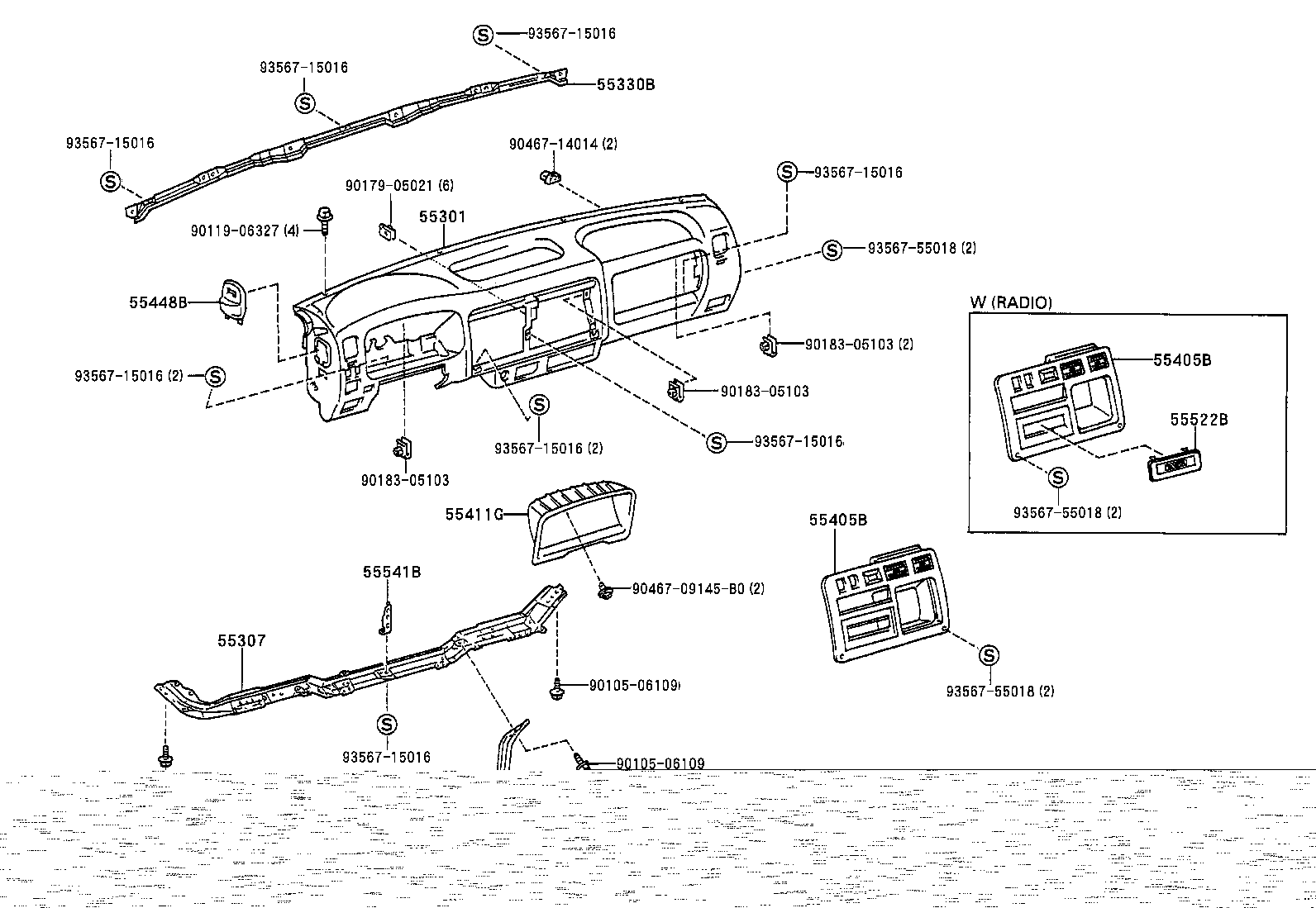 55352-37020 BRACE, INSTRUMENT PANEL TO FLOOR, NO.2 product image