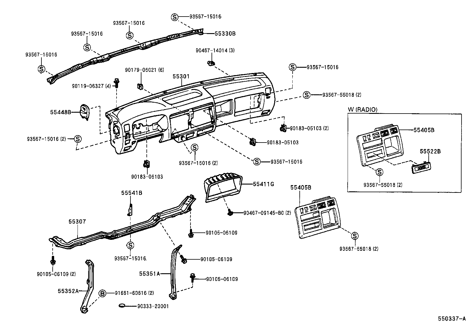 55352-37020 BRACE, INSTRUMENT PANEL TO FLOOR, NO.2 product image