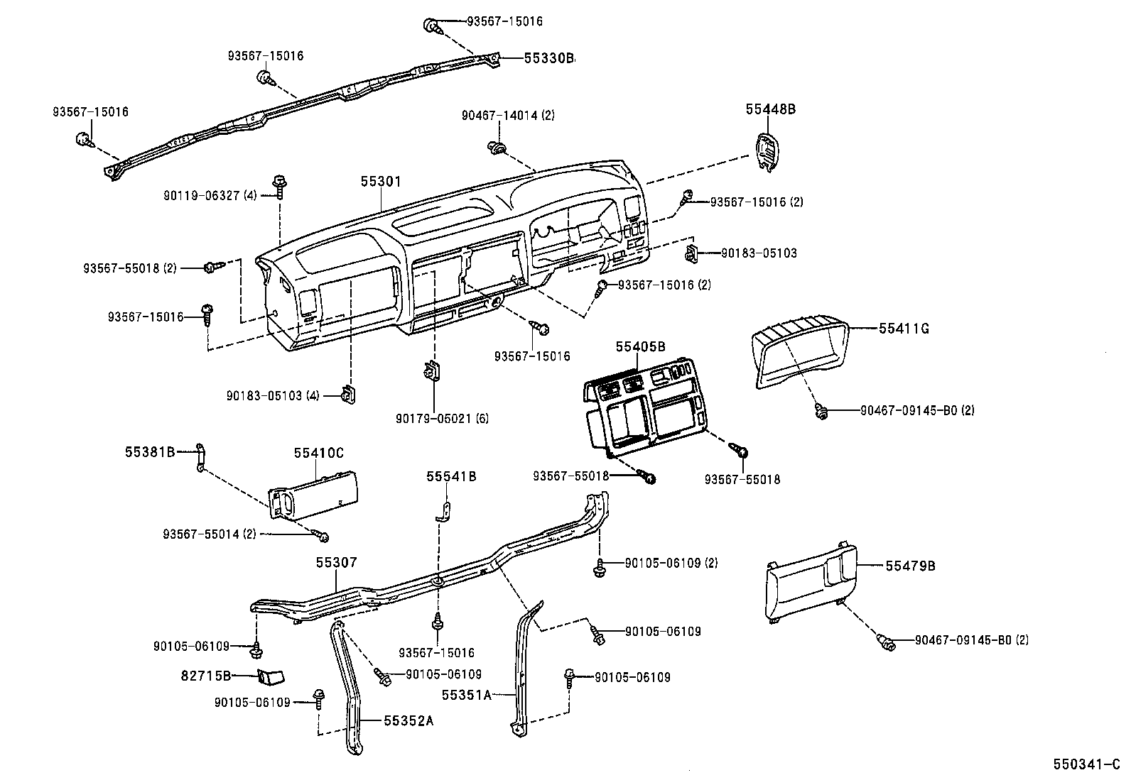 55352-37020 BRACE, INSTRUMENT PANEL TO FLOOR, NO.2 product image