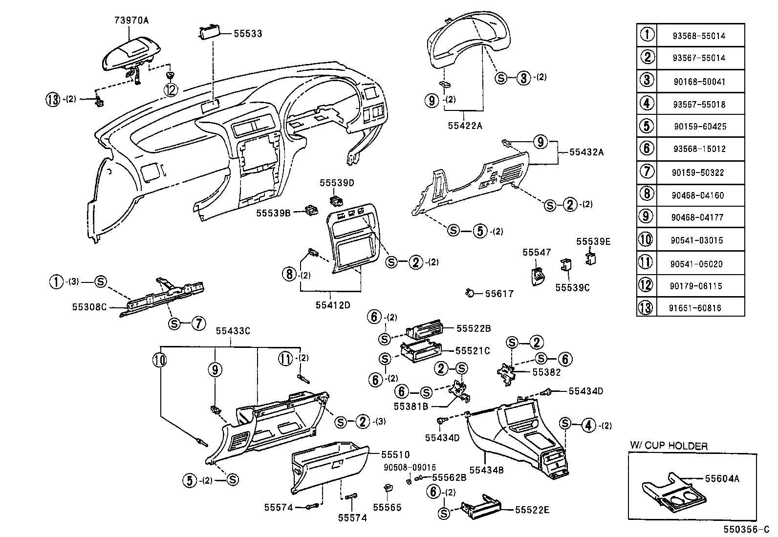 55412-10140 PANEL, INSTRUMENT CLUSTER FINISH, CENTER product image