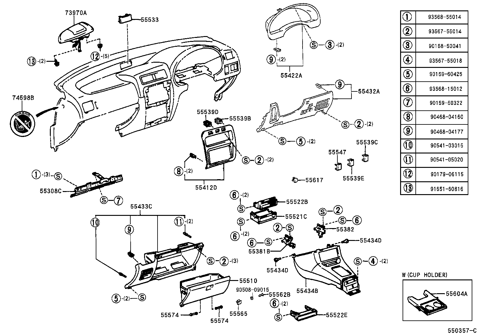 55604-10010 HOLDER SUB-ASSY, INSTRUMENT PANEL CUP product image
