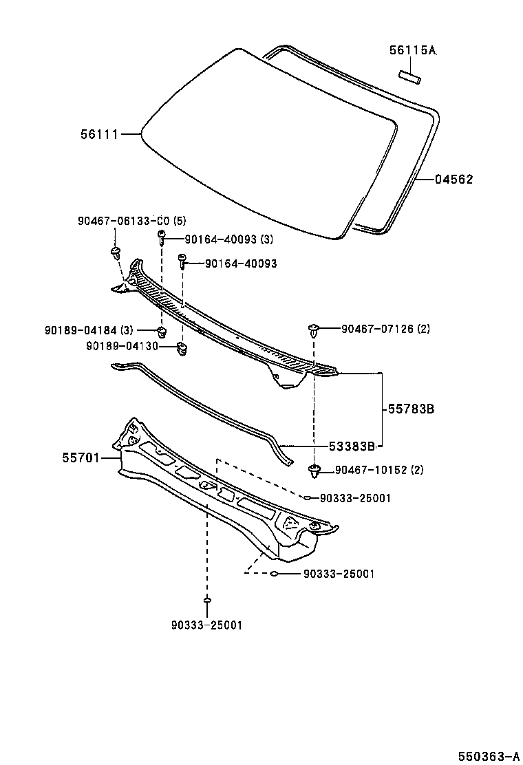 53383-10040 SEAL, HOOD TO COWL TOP product image