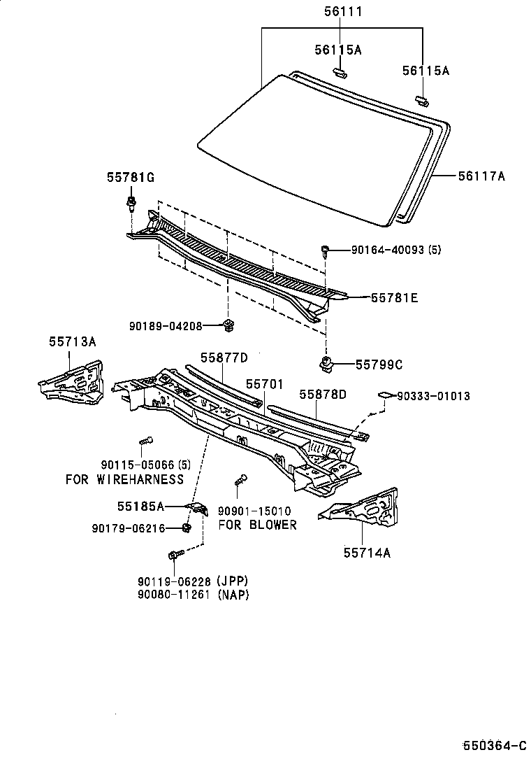 Toyota 90467-06133-B4 CLIP, COWL TOP VENTILATOR LOUVER