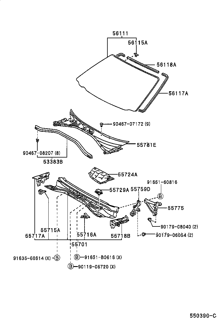 56101-21010 GLASS, WINDSHIELD product image