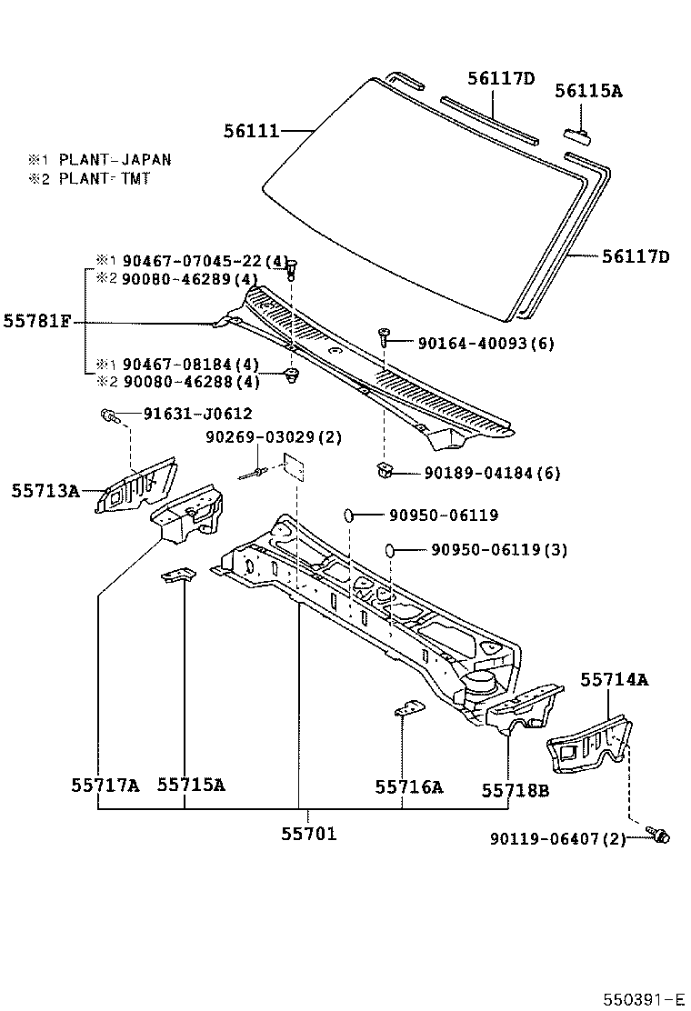55708-04020 LOUVER, COWL TOP VENTILATOR product image