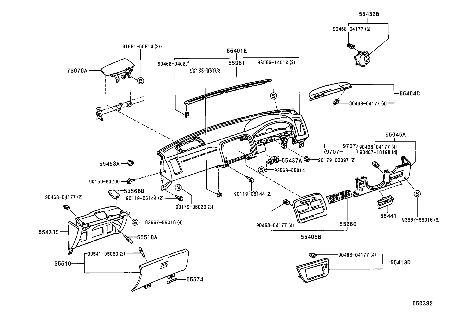 55405-32130 PANEL SUB-ASSY, INSTRUMENT CLUSTER FINISH, CENTER product image
