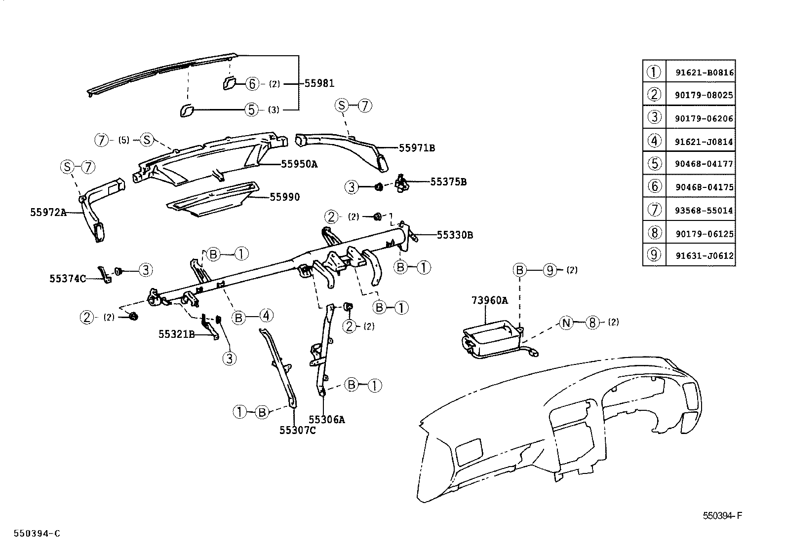 55412-30480 PANEL, INSTRUMENT CLUSTER FINISH, CENTER product image