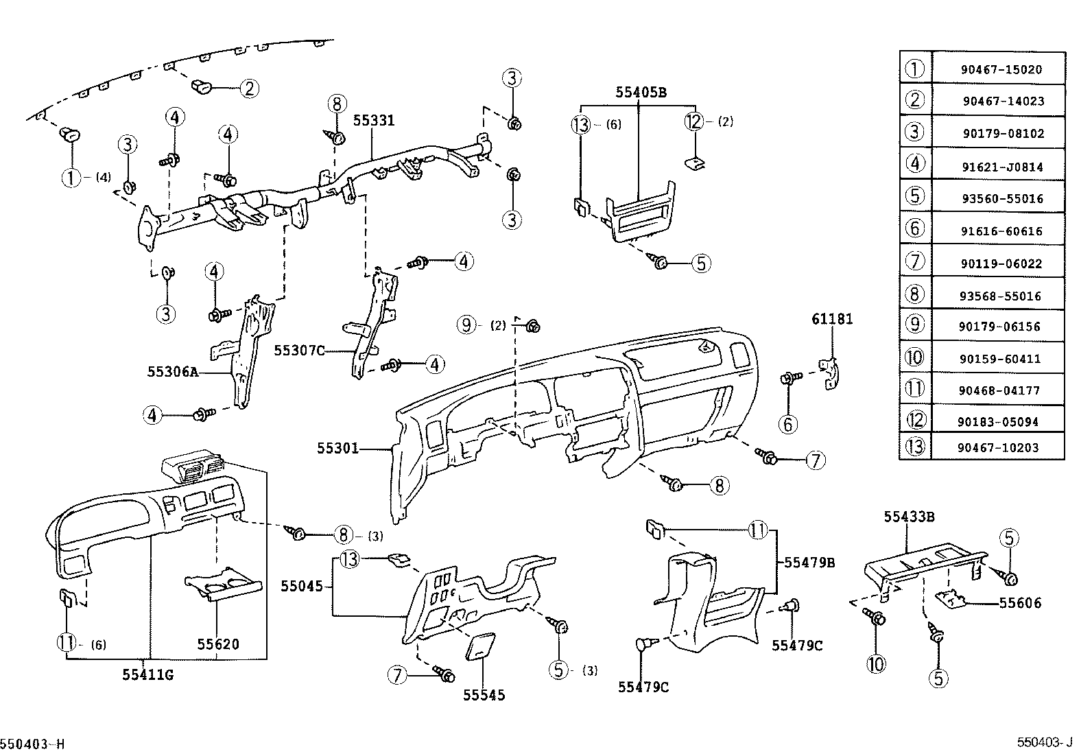 55405-04040 PANEL SUB-ASSY, INSTRUMENT CLUSTER FINISH, CENTER product image
