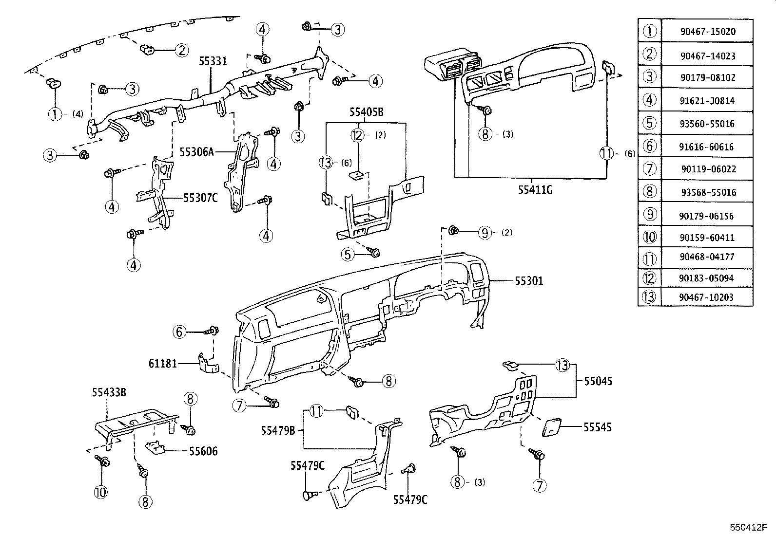 55405-35010 PANEL SUB-ASSY, INSTRUMENT CLUSTER FINISH, CENTER product image