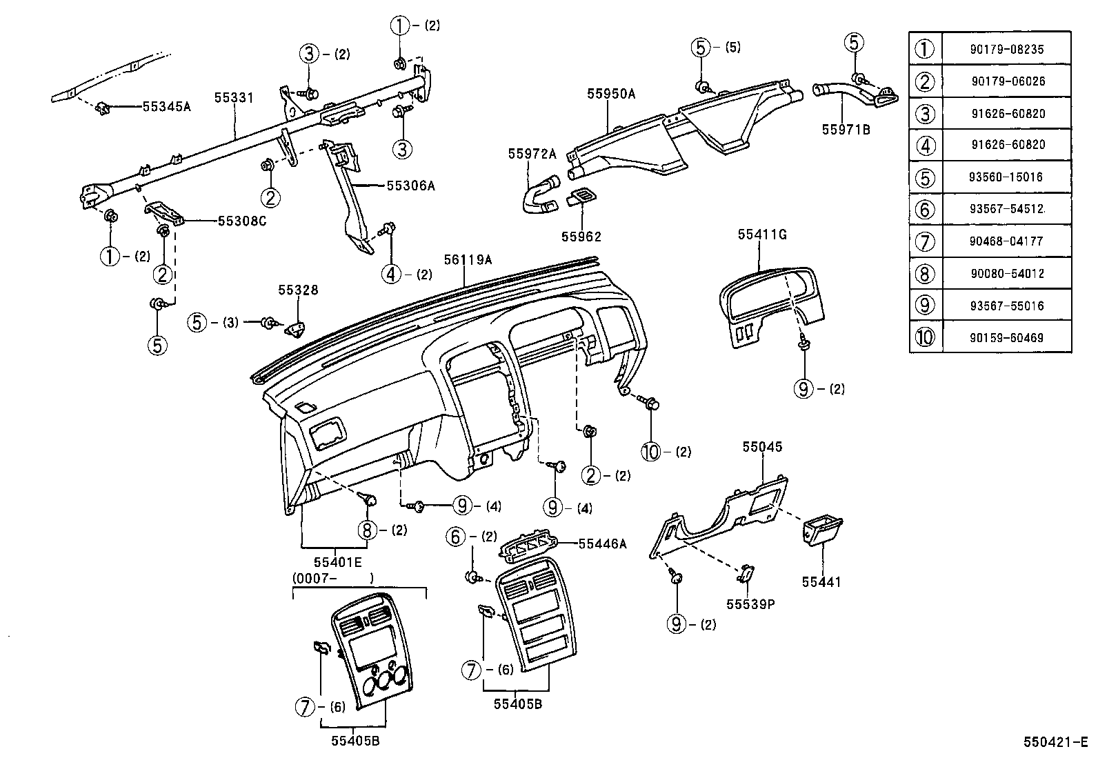 55401-05080-B0 PAD SUB-ASSY, INSTRUMENT PANEL SAFETY product image