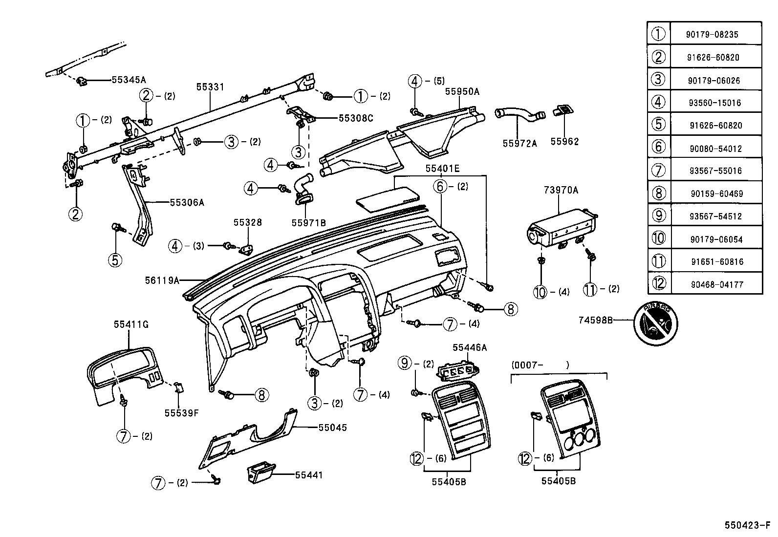 55477-05020 BEZEL, CIGARETTE LIGHTER HOLE product image