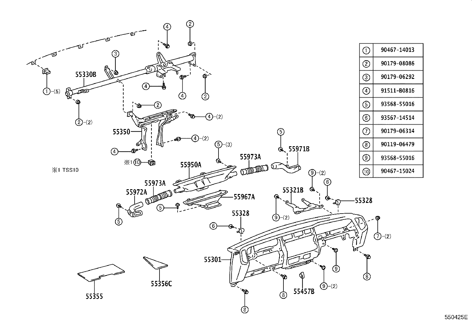 55355-43010 CUSHION, INSTRUMENT PANEL, NO.1 product image