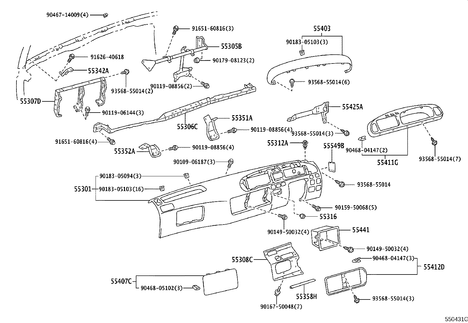 55950-36020 NOZZLE ASSY, DEFROSTER product image
